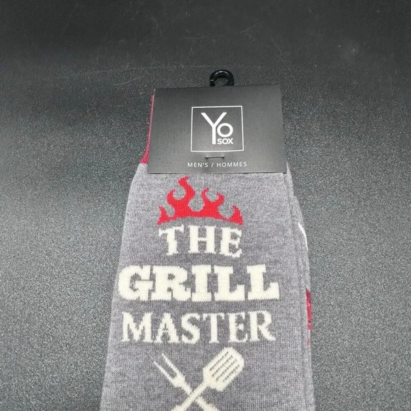 Yo Sox Socks Mens 7-17 Grey The Grill Master Gift Father's Day Christmas Pull On - Picture 2 of 5